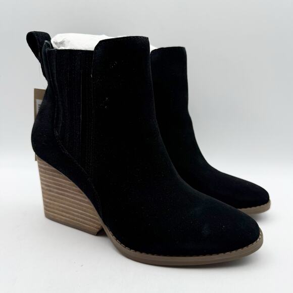 Toms Womens Noa Ankle Boots US 5 EU 35.5 Black Suede Pull On NIB - Picture 5 of 12